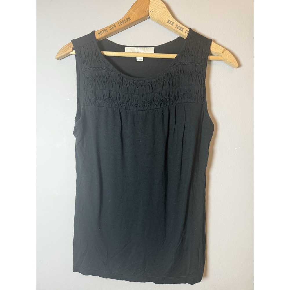 Ann Taylor Loft Black Sleeveless Top -‎ Size Small - smocking